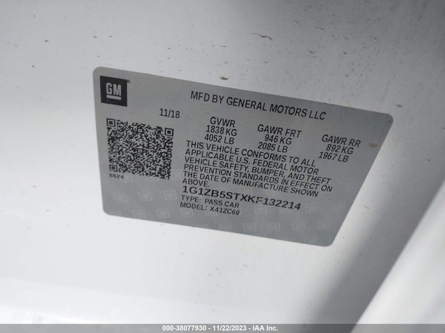 Chevrolet Malibu 1ls 2019 1G1ZB5STXKF132214 Image 9