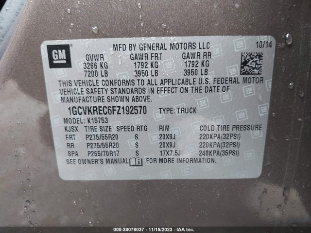Chevrolet Silverado 1500 1lt 2015 1GCVKREC6FZ192570 Image 9