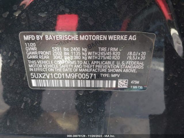5UX2V1C01M9F00571 BMW X4 Xdrive30i