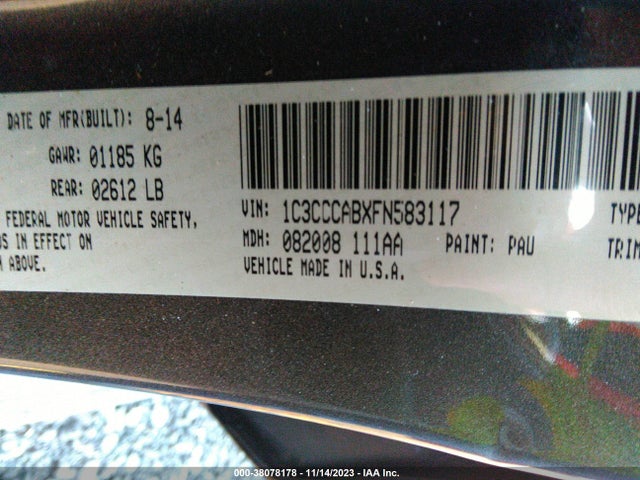 1C3CCCABXFN583117 Chrysler 200 Limited