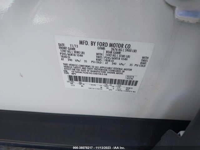Ford EXPLORER XLT 2014 1FM5K7D91EGB16318 Image 9