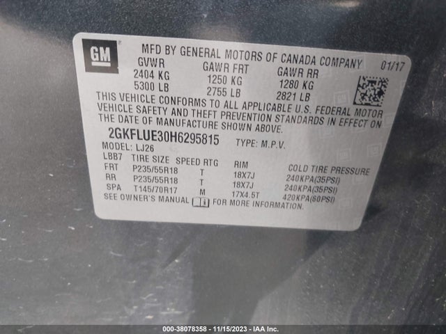 2GKFLUE30H6295815 GMC Terrain Slt