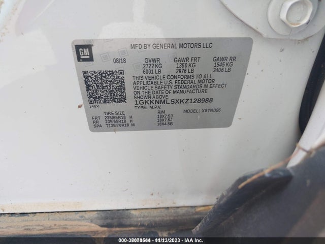 GMC ACADIA SLT 2019 1GKKNMLSXKZ128988 Image 9