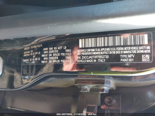 2015 JEEP RENEGADE LIMITED VIN: ZACCJADT0FPB52730