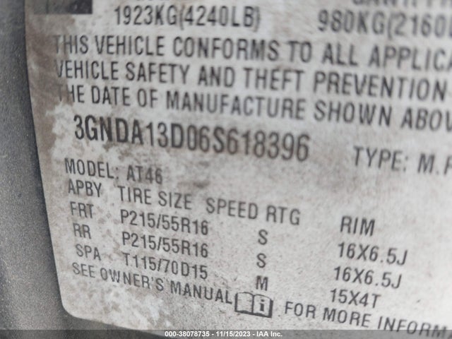 2006 CHEVROLET HHR LS VIN: 3GNDA13D06S618396