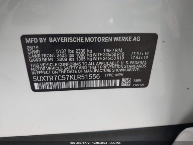 5UXTR7C57KLR51556 BMW X3 Sdrive30i