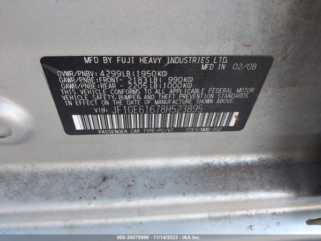 2008 SUBARU IMPREZA SEDAN JF1GE61678H523895 Photo 8
