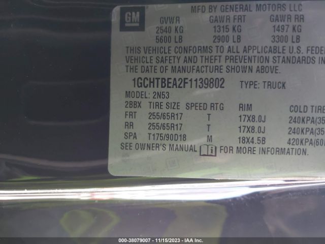 1GCHTBEA2F1139802 Chevrolet Colorado Lt