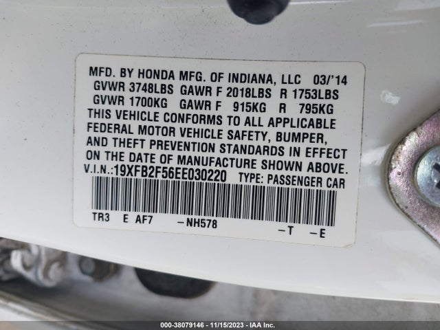 Honda Civic Lx 2014 19XFB2F56EE030220 Image 9