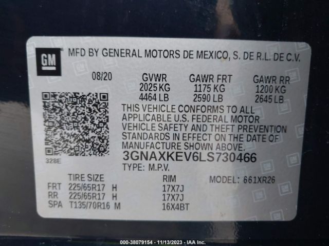 2020 CHEVROLET EQUINOX 3GNAXKEV6LS730466 Photo 8