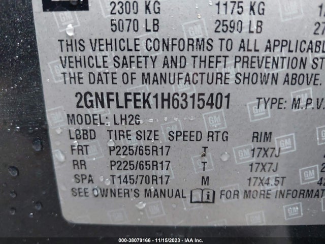 Chevrolet EQUINOX LT 2017 2GNFLFEK1H6315401 Image 9