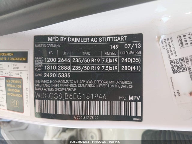 2014 MERCEDES-BENZ GLK 350 4MATIC VIN: WDCGG8JB6EG181946