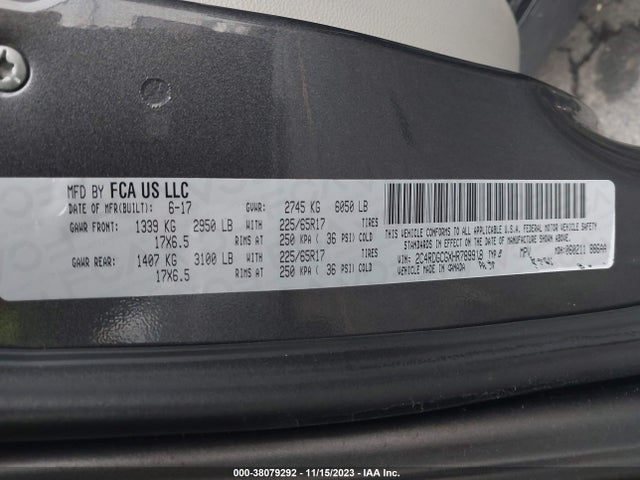 Dodge Grand Caravan Sxt 2017 2C4RDGCGXHR789918 Image 9