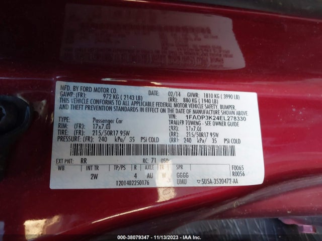 Ford FOCUS SE 2014 1FADP3K24EL278330 Image 9