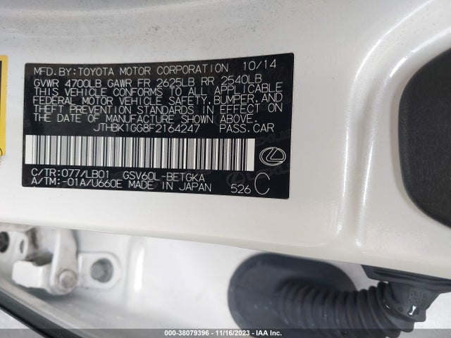 JTHBK1GG8F2164247 Lexus ES 350