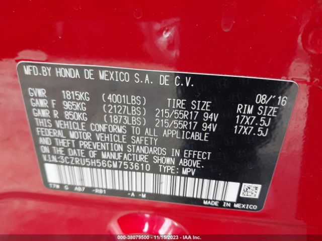 3CZRU5H56GM753610 Honda HR-V EX