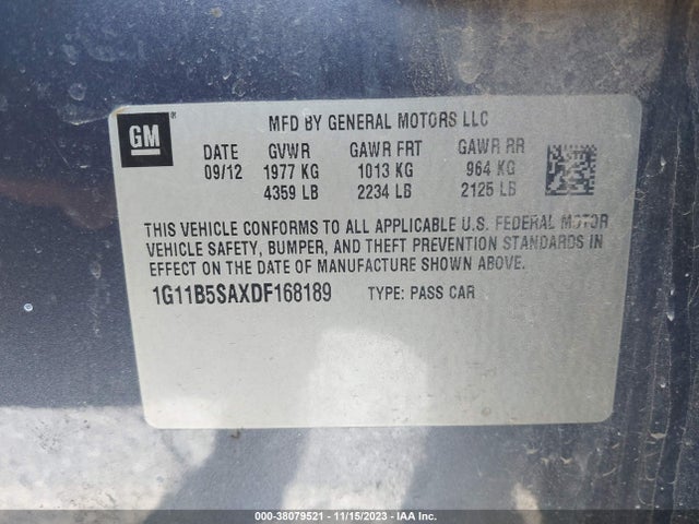 2013 CHEVROLET MALIBU 1LS VIN: 1G11B5SAXDF168189