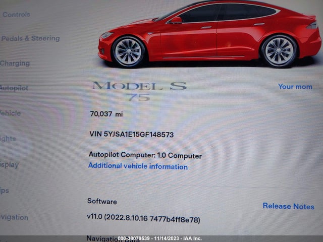 Tesla Model S 60/70/75/85 2016 5YJSA1E15GF148573 Image 15