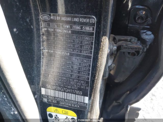 SALVP2BG7GH117859 Land Rover Range Rover Evoque Se/se Premium