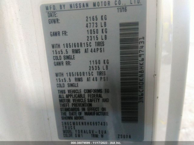 3N6CM0KN8HK697431 Nissan NV200 SV