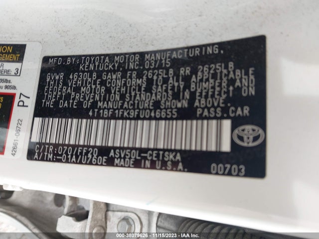 Toyota CAMRY SE 2015 4T1BF1FK9FU046655 Image 9