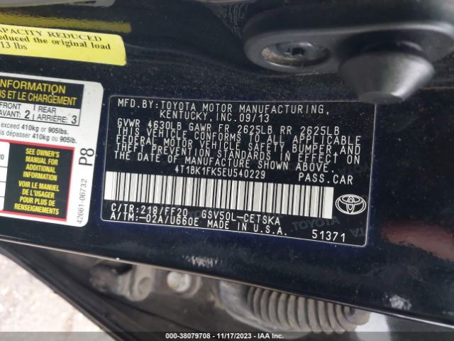 4T1BK1FK5EU540229 Toyota Camry Se V6
