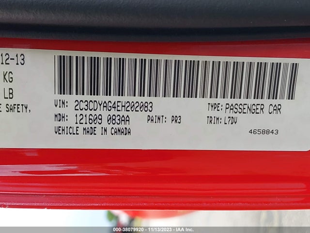Dodge Challenger Sxt 2014 2C3CDYAG4EH202083 Image 9