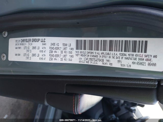 2014 JEEP CHEROKEE TRAILHAWK VIN: 1C4PJMBS7EW276438