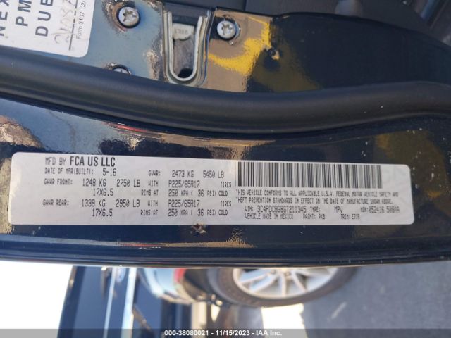 3C4PDCBG8GT211345 Dodge Journey Sxt