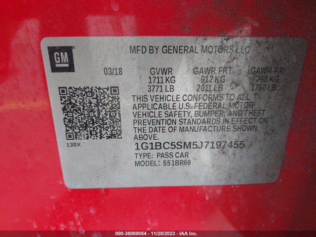 Chevrolet Cruze Ls Auto 2018 1G1BC5SM5J7197455 Image 9