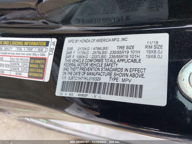 Acura Rdx Advance Package 2019 5J8TC1H71KL015329 Image 9