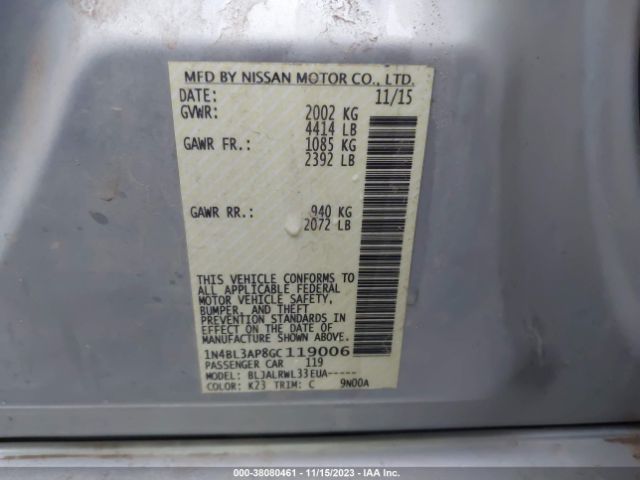 1N4BL3AP8GC119006 Nissan Altima 3.5 Sl/3.5 Sr