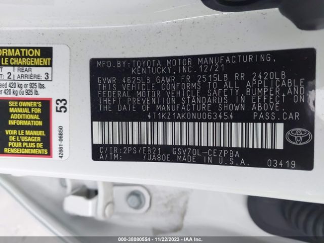 4T1KZ1AK0NU063454 Toyota CAMRY TRD