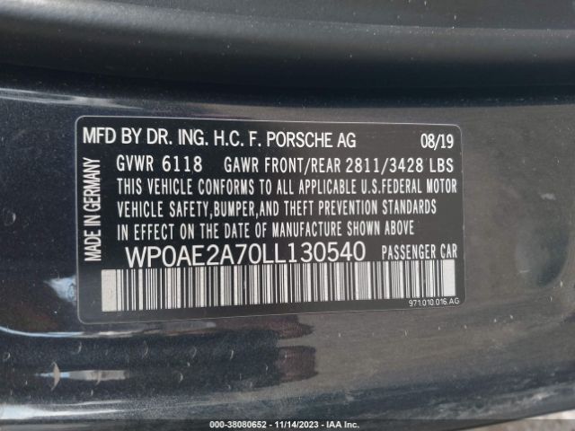 2020 PORSCHE PANAMERA E-HYBRID WP0AE2A70LL130540 Photo 8