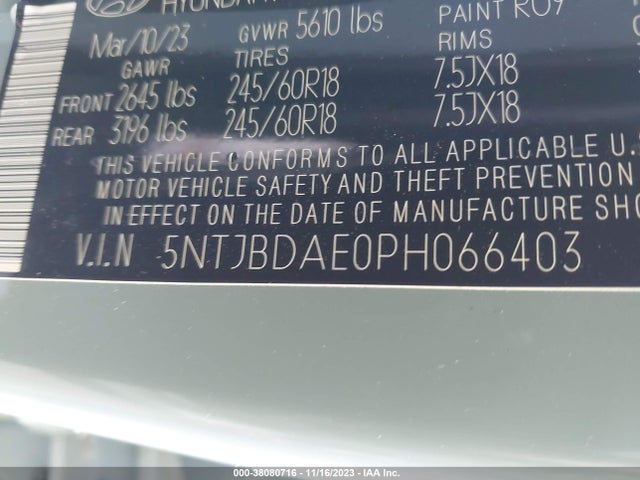 Hyundai Santa Cruz Sel 2023 5NTJBDAE0PH066403 Image 9