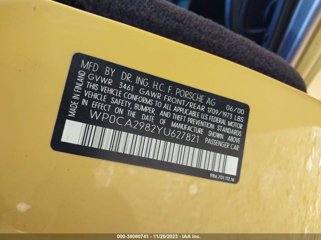 2000 PORSCHE BOXSTER WP0CA2982YU627821 Photo 8