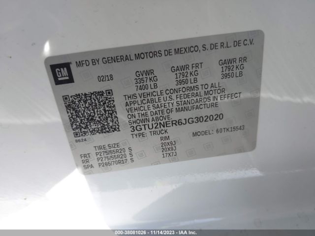 3GTU2NER6JG302020 GMC Sierra 1500 Slt