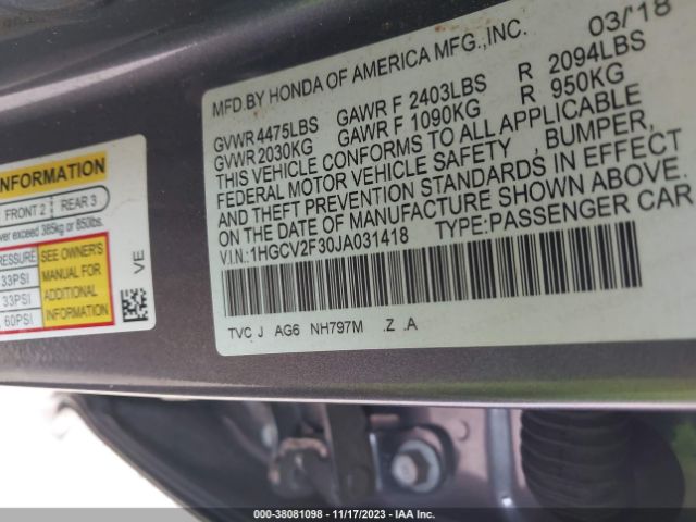 1HGCV2F30JA031418 Honda Accord Sport 2.0t