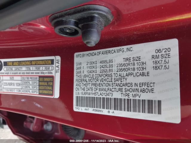5J6RW1H57LA012473 Honda Cr-v 2wd Ex