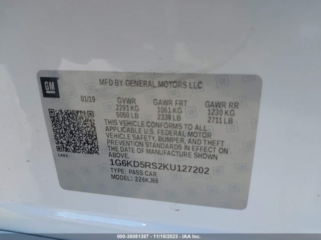 1G6KD5RS2KU127202 Cadillac Ct6 Premium Luxury
