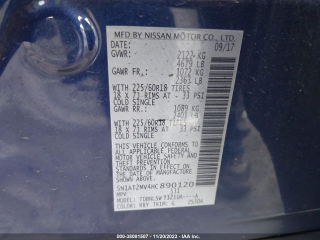 2017 NISSAN ROGUE 5N1AT2MV4HC890120 Photo 8