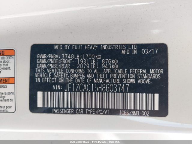 JF1ZCAC15H8603747 Subaru Brz Limited