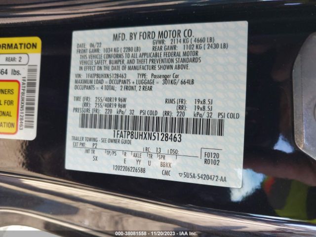 2022 FORD MUSTANG 1FATP8UHXN5128463 Photo 8