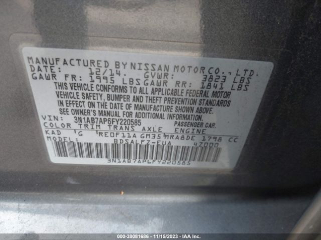 3N1AB7AP6FY220585 Nissan Sentra Fe+ S