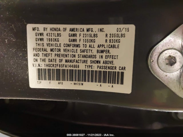 Honda k24w1 2015 1HGCR2F85FA144868 Image 25