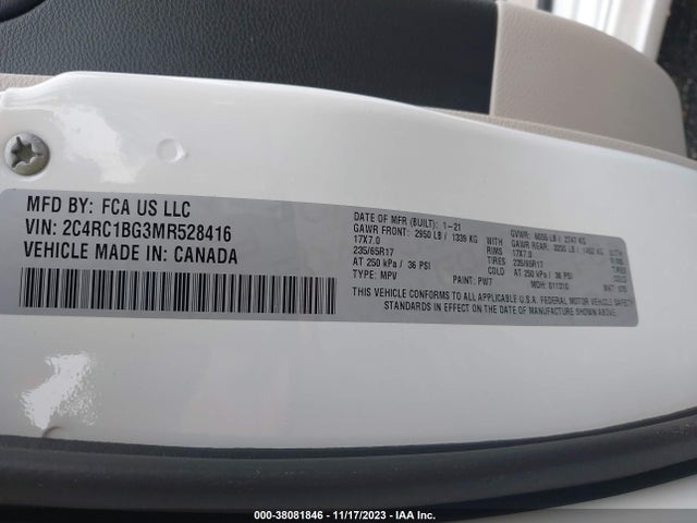 Chrysler Pacifica Touring L 2021 2C4RC1BG3MR528416 Image 9