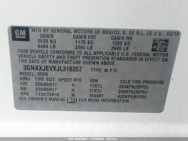 Chevrolet EQUINOX LT 2018 3GNAXJEVXJL318357 Image 9
