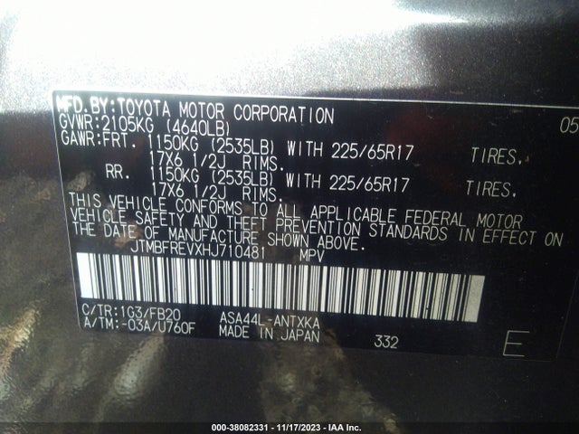 Toyota RAV4 LE 2017 JTMBFREVXHJ710481 Image 9