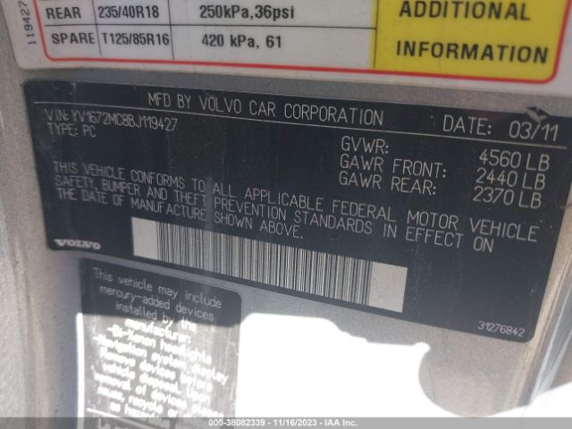 2011 VOLVO C70 YV1672MC8BJ119427 Photo 8