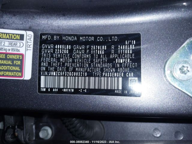 JHMZC5F32KC003219 Honda Clarity Plug-in Hybrid Touring